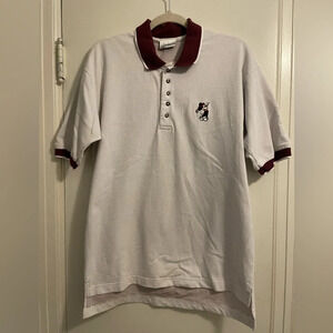 Walt Disney World 100% Cotton White Maroon Mickey Mouse Golf Polo Shirt Medium